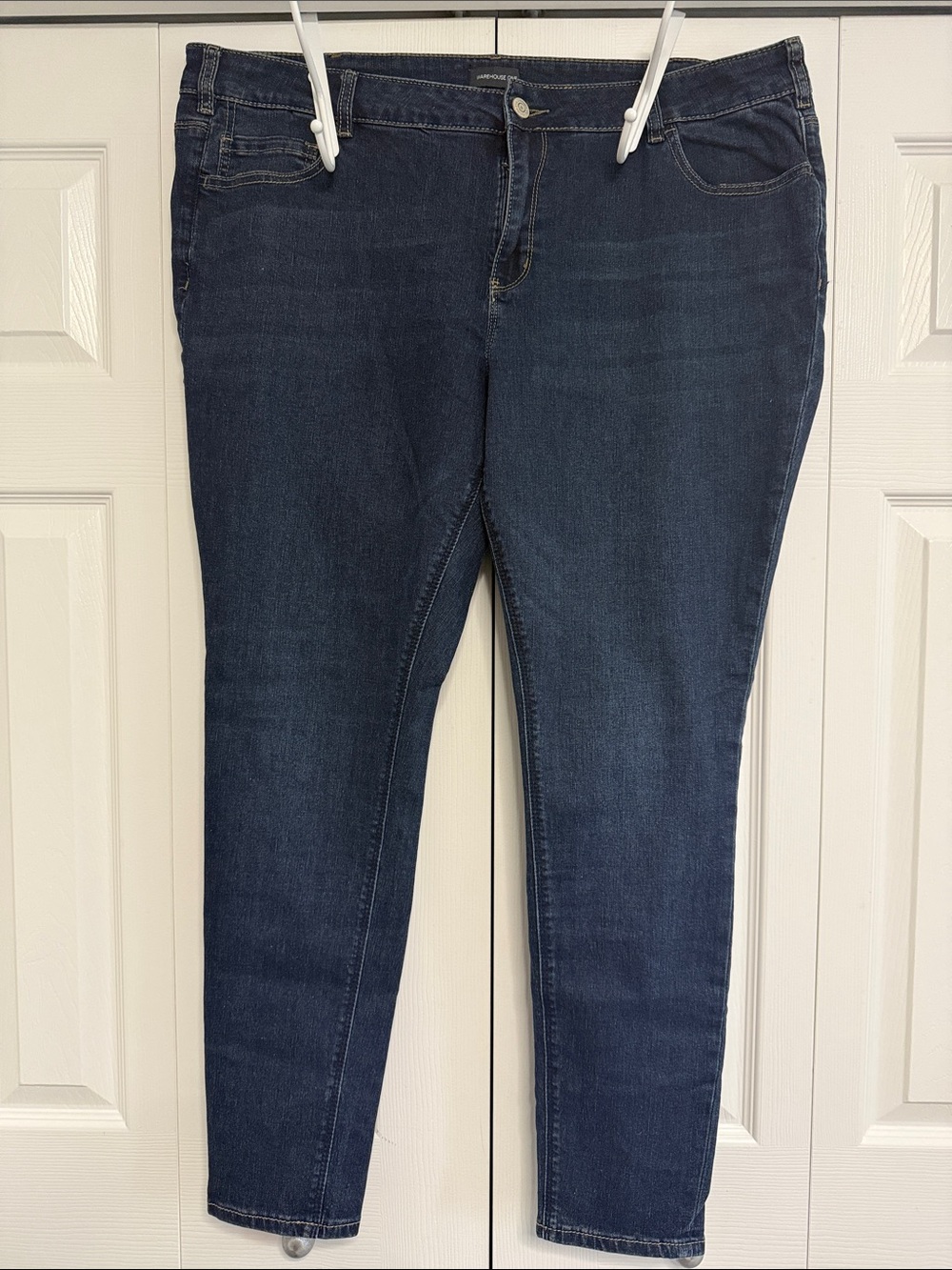 Warehouse One Women's Skinny Jeans in Deep Indigo Stretch